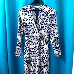 Blue and white animal print dress